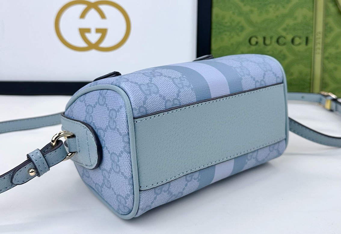 Gucci Ophidia 超ミニ手提げバッグ - 灰青色 GG Supreme帆布