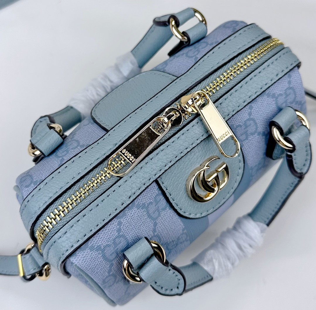 Gucci Ophidia 超ミニ手提げバッグ - 灰青色 GG Supreme帆布