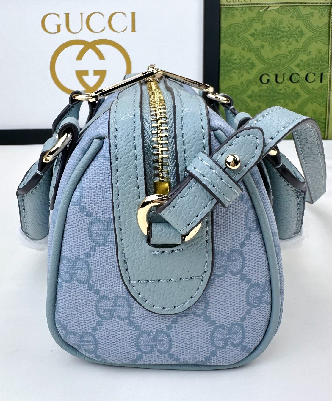 Gucci Ophidia 超ミニ手提げバッグ - 灰青色 GG Supreme帆布