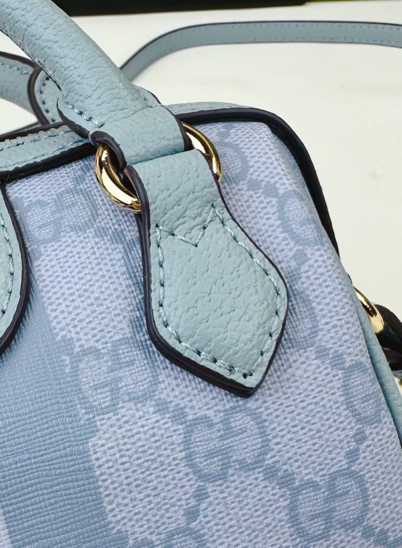 Gucci Ophidia 超ミニ手提げバッグ - 灰青色 GG Supreme帆布