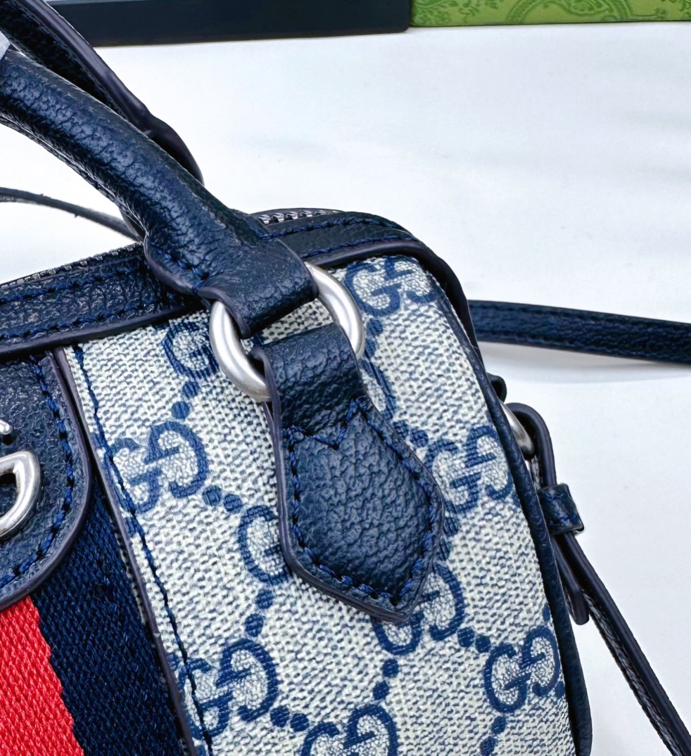 Gucci Ophidia 超迷你手提包 グレー・ブルーのGG Supreme帆布