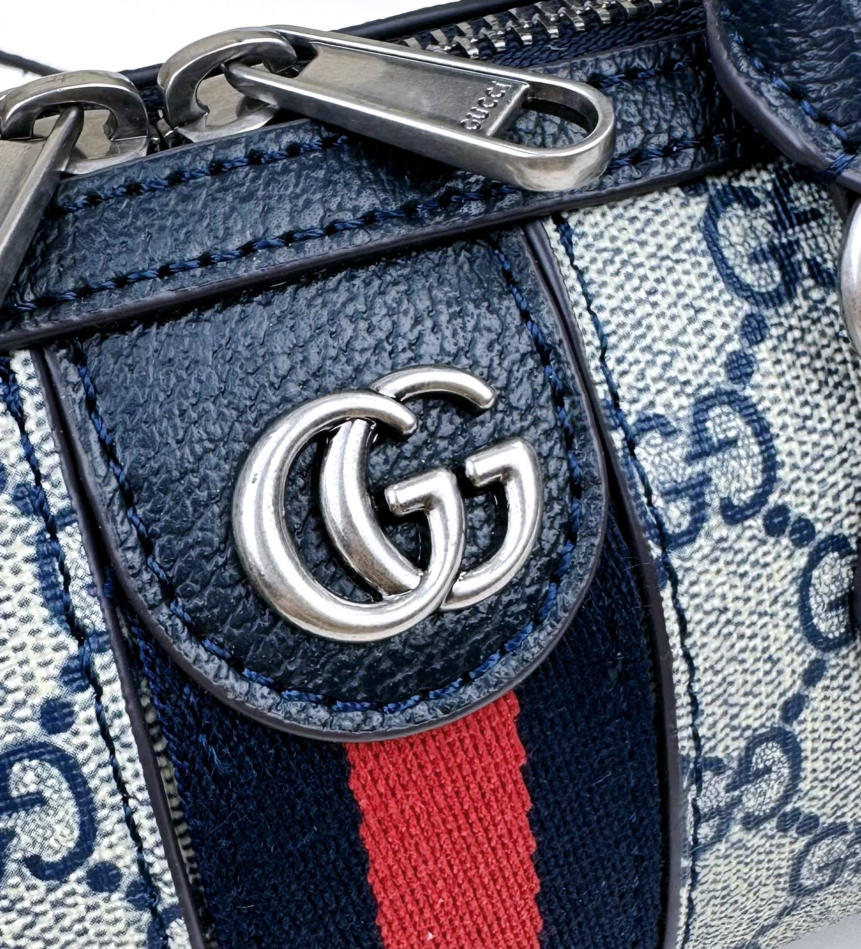 Gucci Ophidia 超迷你手提包 グレー・ブルーのGG Supreme帆布
