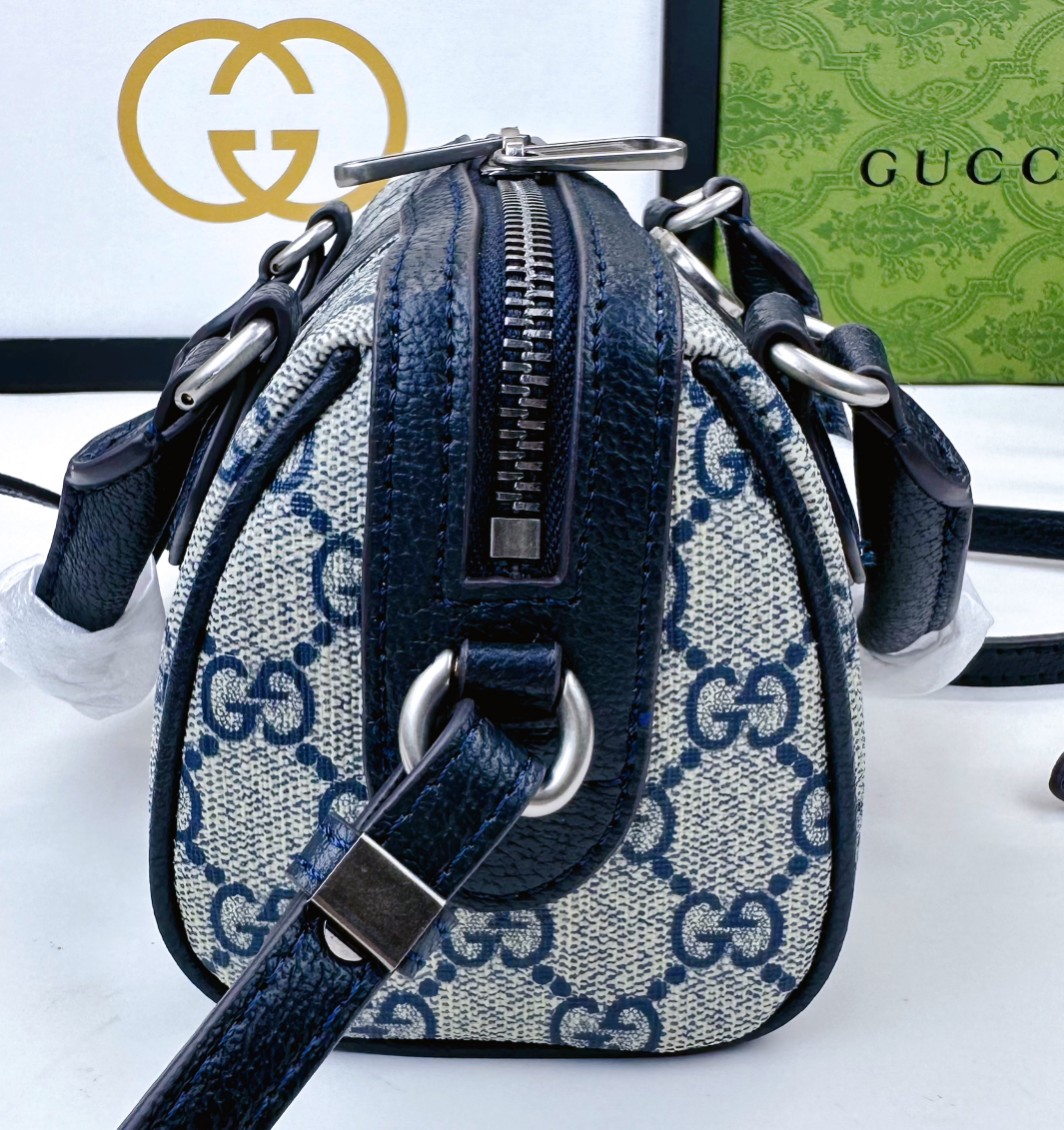 Gucci Ophidia 超迷你手提包 グレー・ブルーのGG Supreme帆布