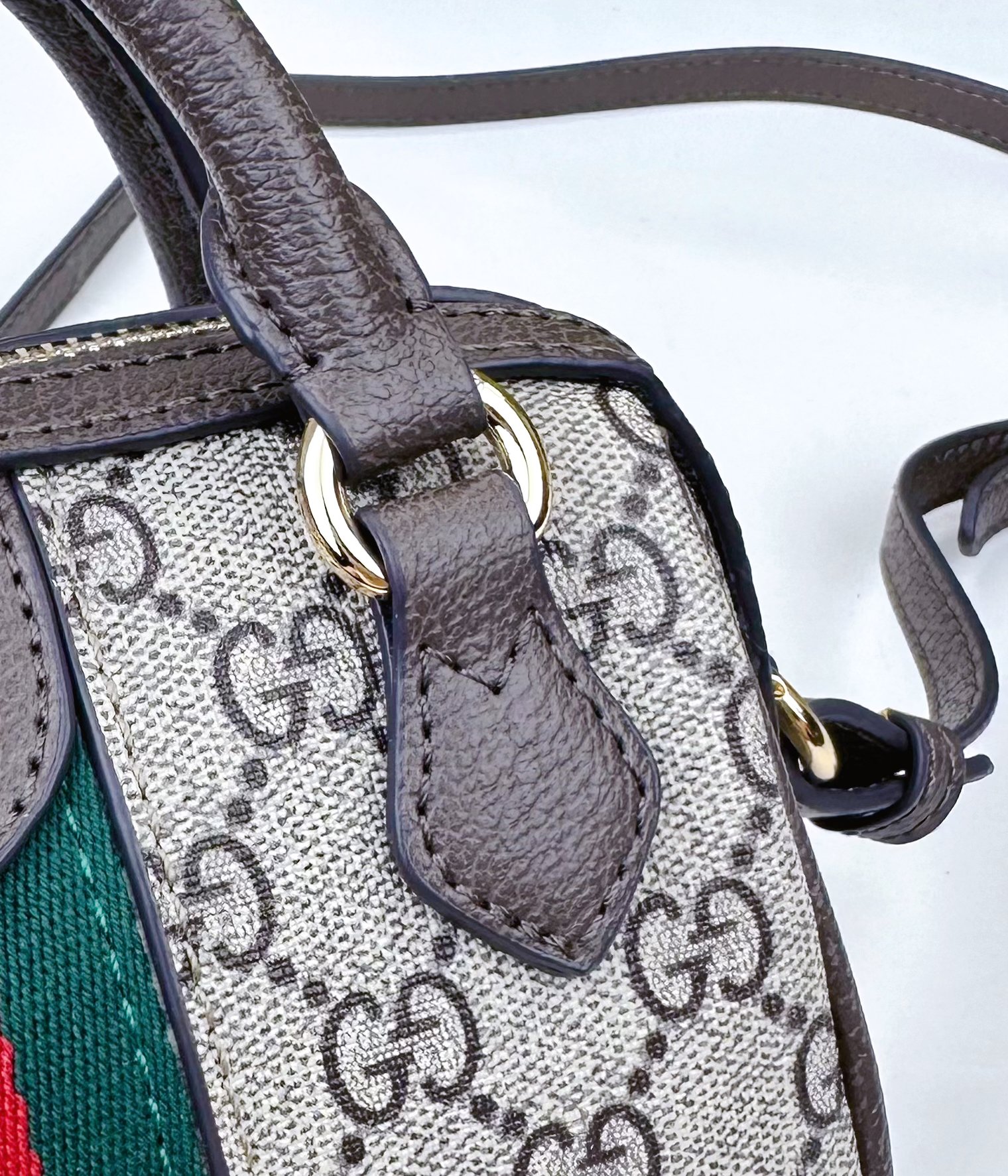 Gucci Ophidia 超ミニ手提げバッグ グレー・ブルーのGG Supreme帆布