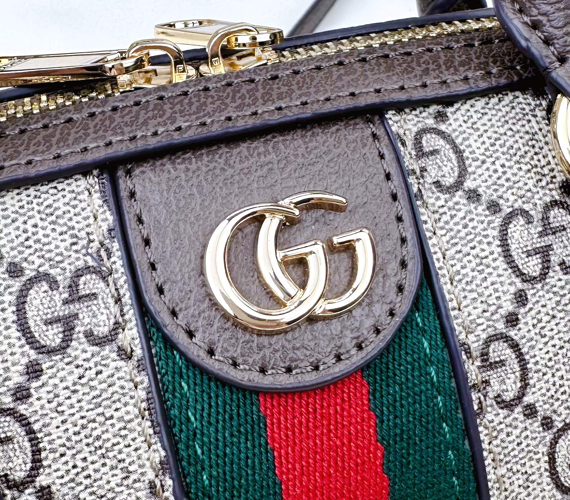Gucci Ophidia 超ミニ手提げバッグ グレー・ブルーのGG Supreme帆布