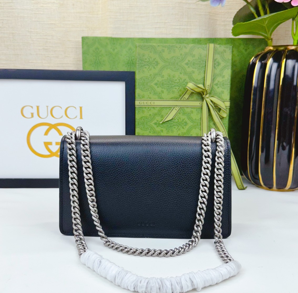 GG Dionysus 中号新酒神 ブラック荔枝全皮バッグ