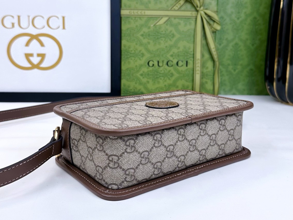 GG Supreme帆布ミニショルダーバッグ - 環境に優しい素材とクラシックなカラー