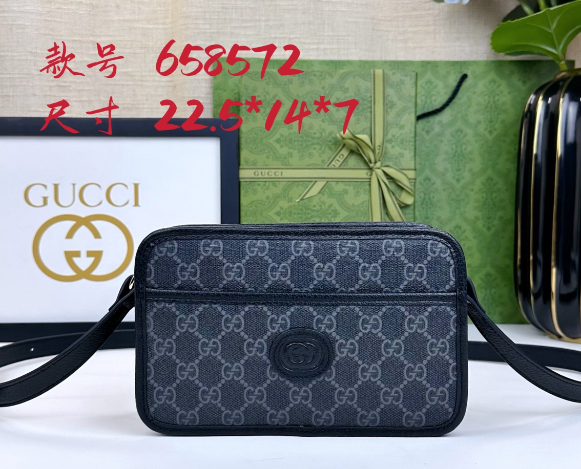 GG Supreme帆布小型肩背包 - クラシックなブルーとベージュの組み合わせ