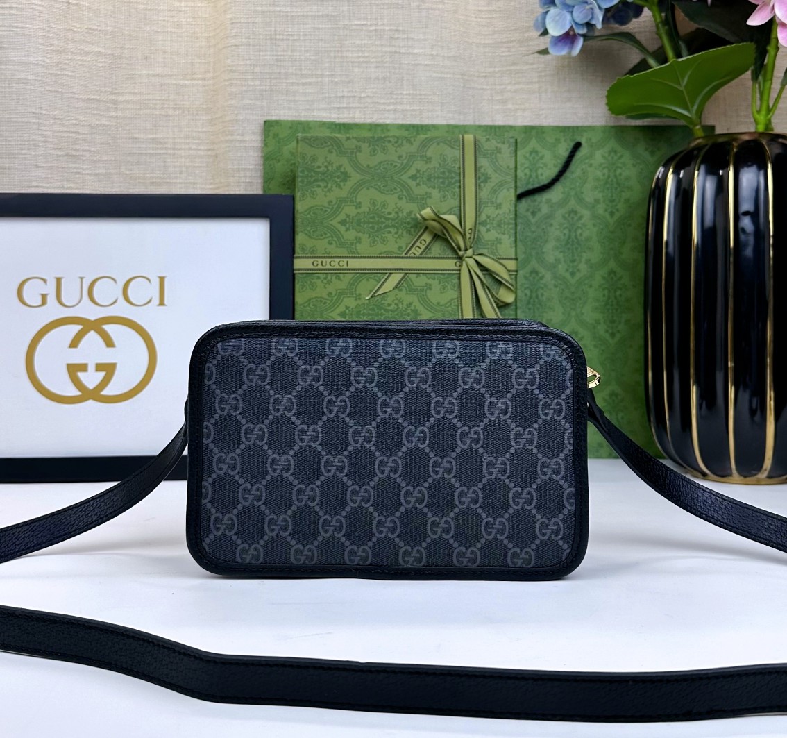 GG Supreme帆布小型肩背包 - クラシックなブルーとベージュの組み合わせ