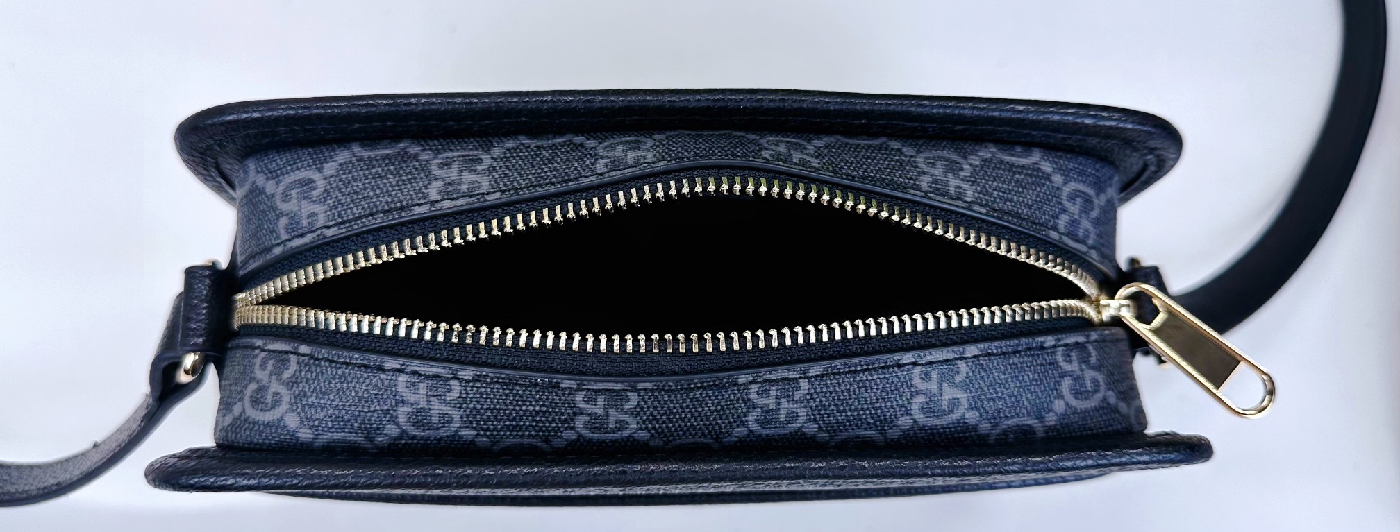 GG Supreme帆布小型肩背包 - クラシックなブルーとベージュの組み合わせ