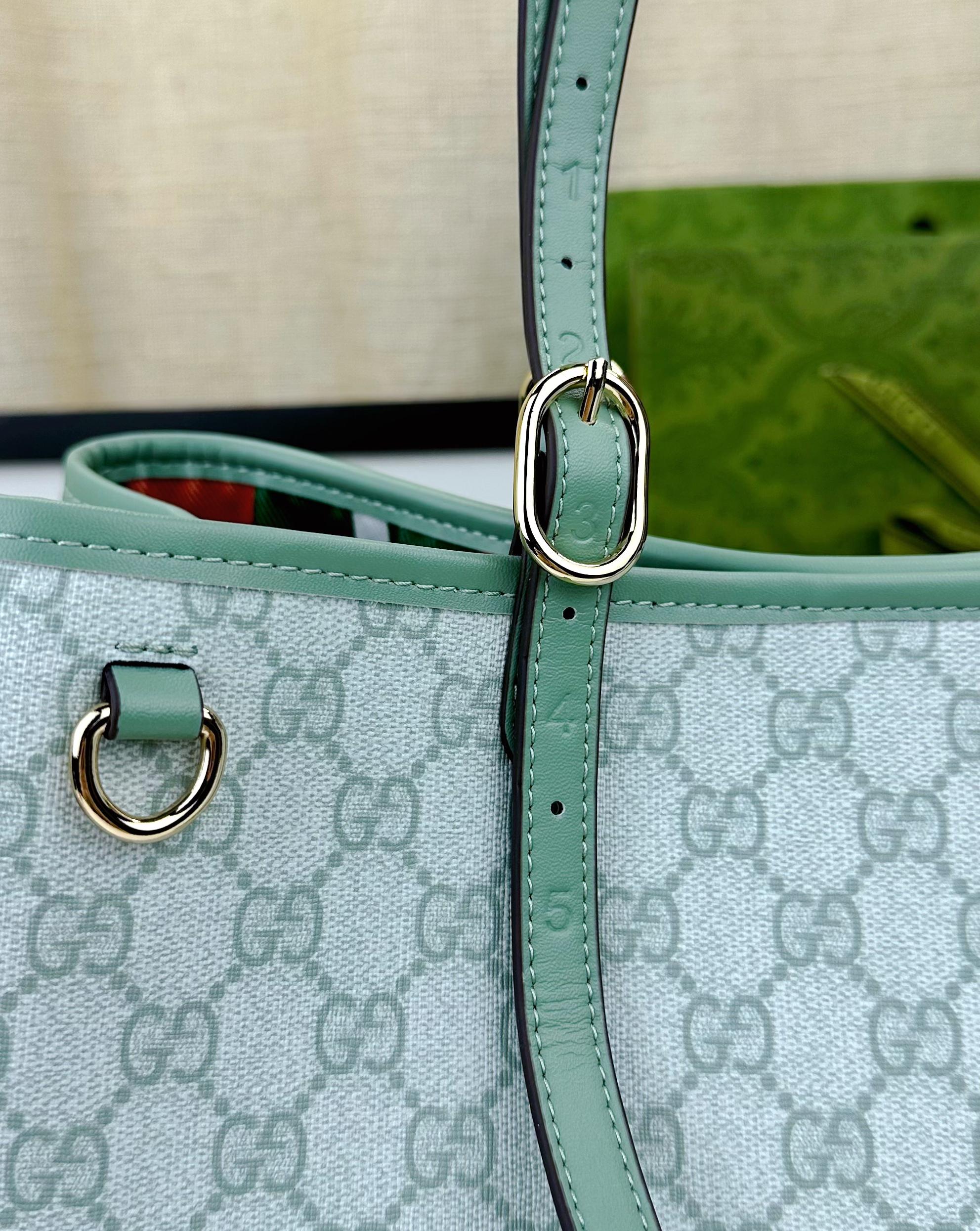  GG这款购物袋GG图案和条纹织带这两种品牌颇有辨识性的元素融合成经典搭配，Ophidia世界的演化之路