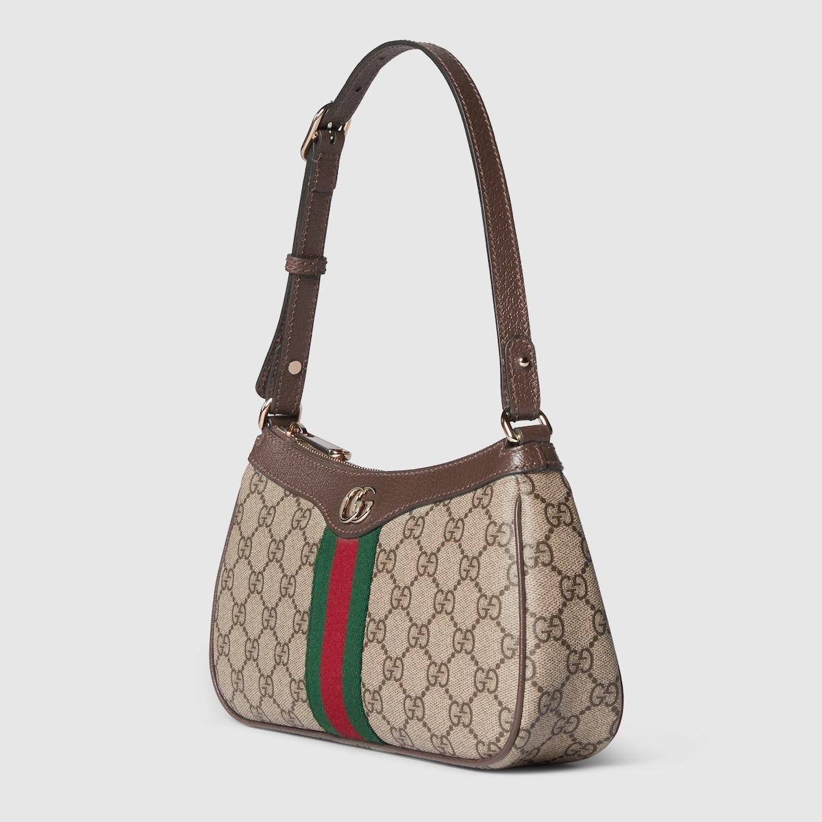 Gucci Ophidiaシリーズ小号肩背包 - 柔らかなGGキャンバスと革の組み合わせ