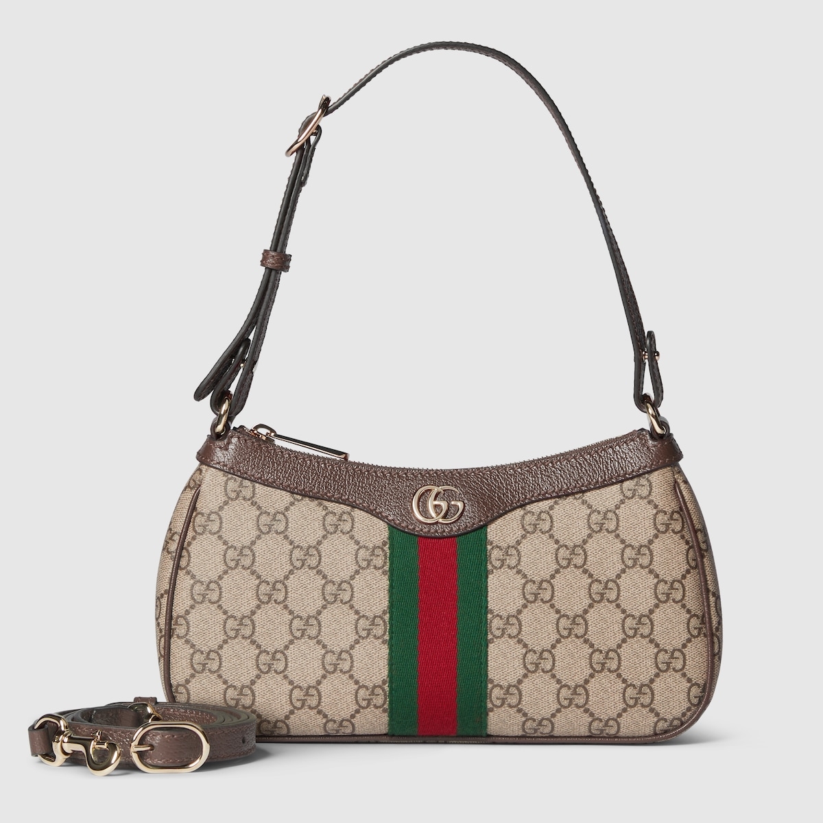 Gucci Ophidiaシリーズ小号肩背包 - 柔らかなGGキャンバスと革の組み合わせ