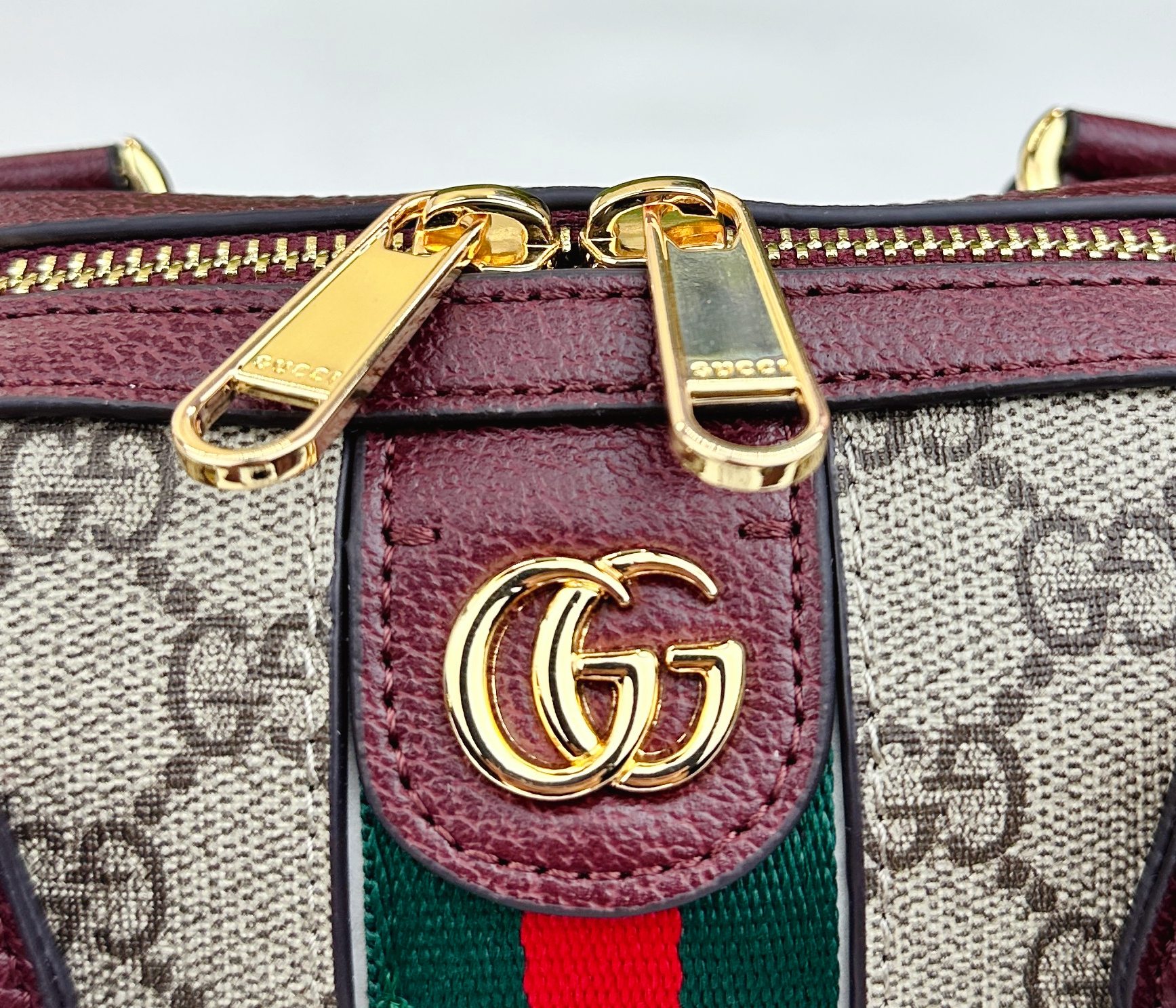 Gucci Ophidia 超ミニ手提げバッグ - グレー＆ブルーのGG Supreme帆布