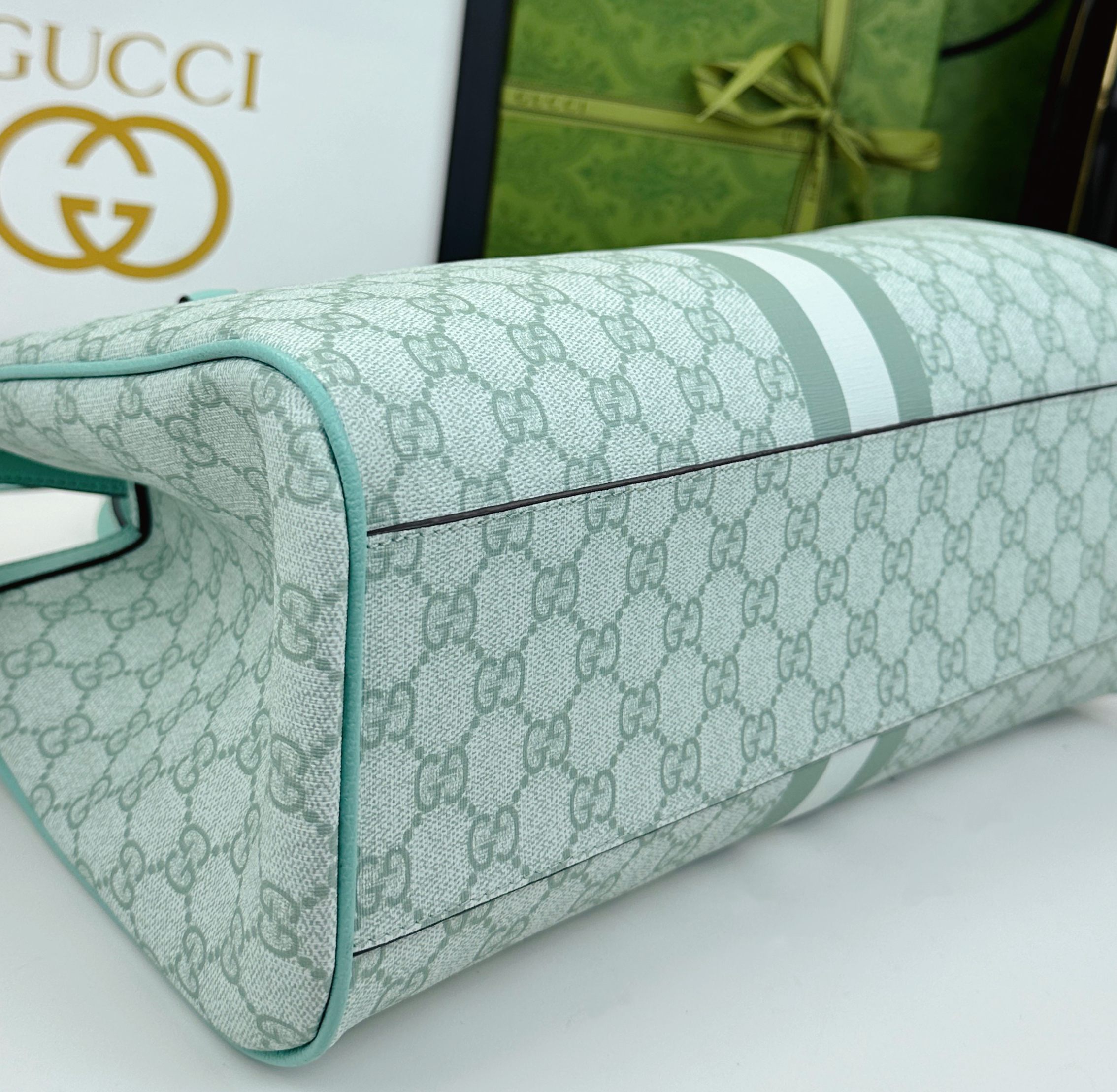 Ophidiaシリーズ新型バック - 米色と深棕色のコンビネーション