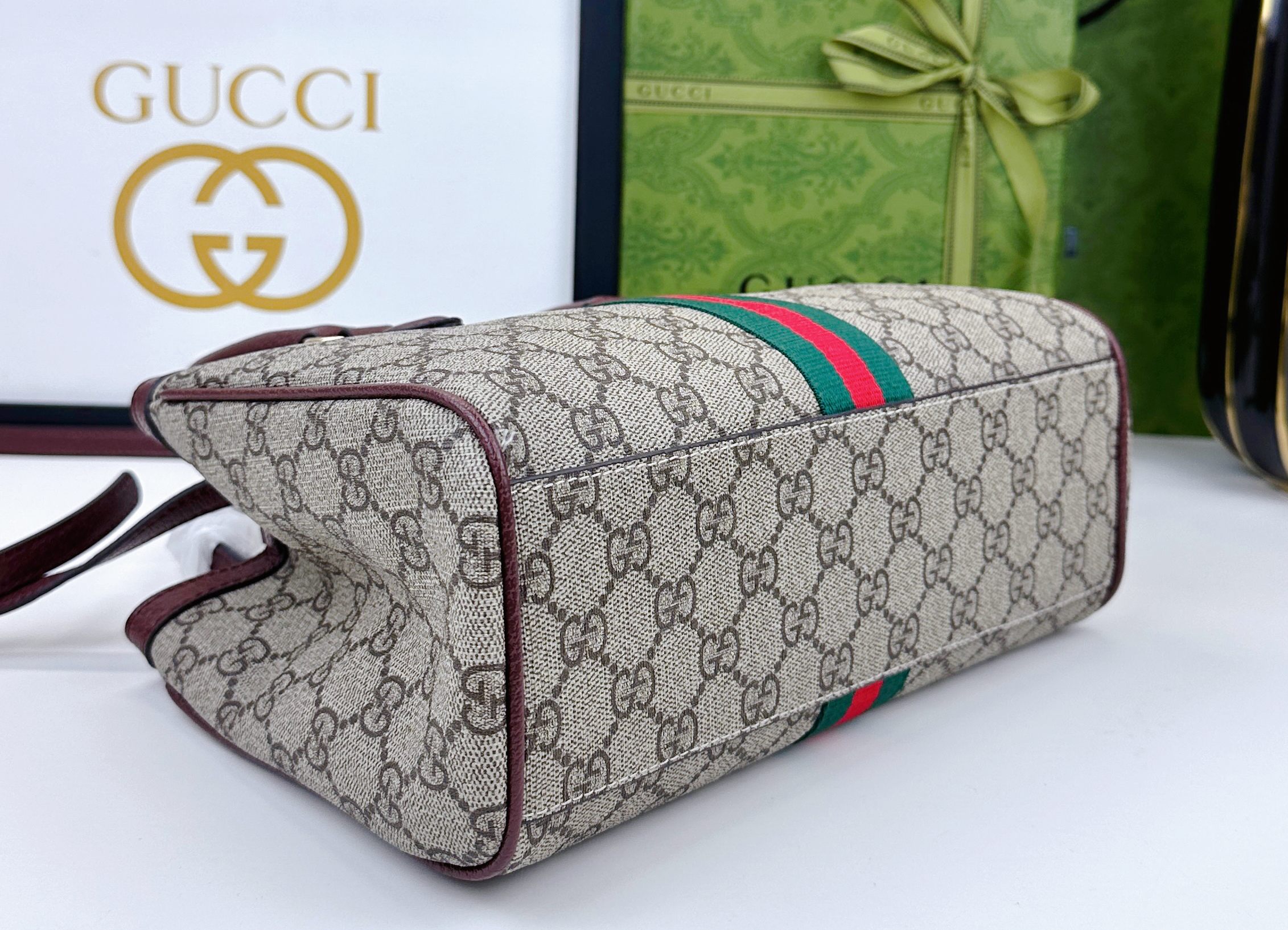 Ophidiaシリーズの新型バッグ - 米色と深棕色の洗練されたデザイン