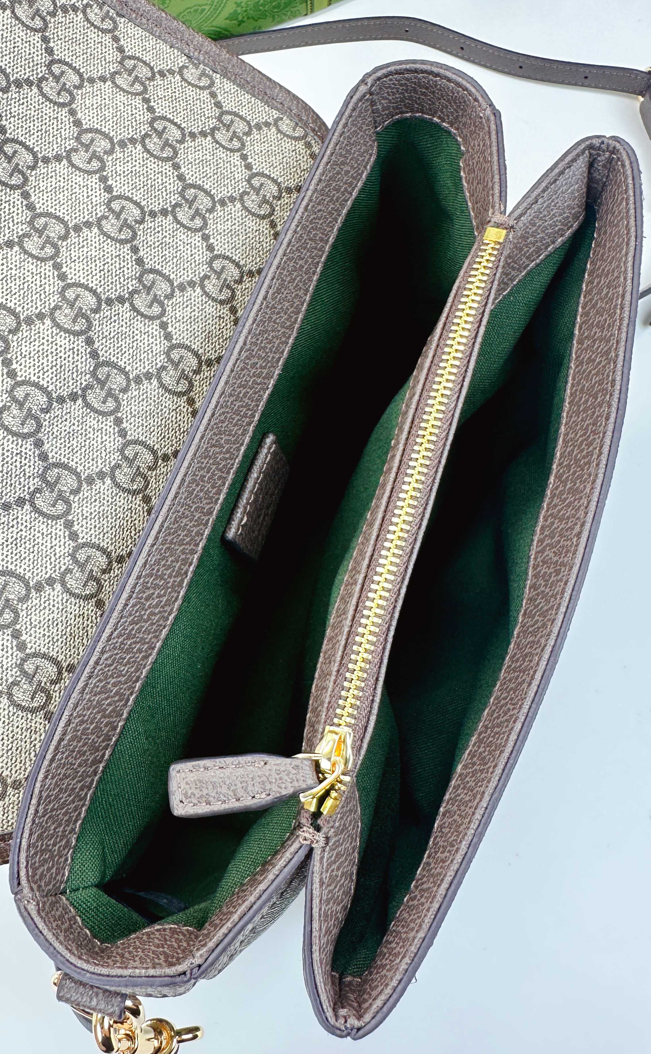 Ophidiaシリーズ新型ショルダーバッグ - 米色と深棕色のコンビネーション