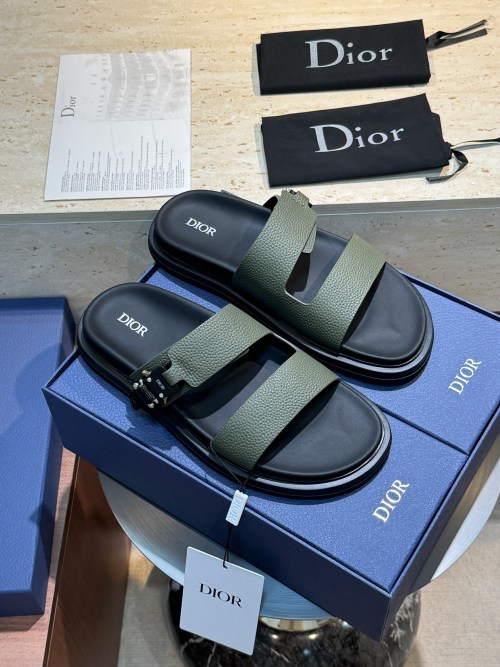 Dior Aqua Olive Leather Adjustable Strap Sandals for Men Size 38-44 1 Dior Aqua Olive Leather Adjustable Strap Sandals for Men Size 38-44