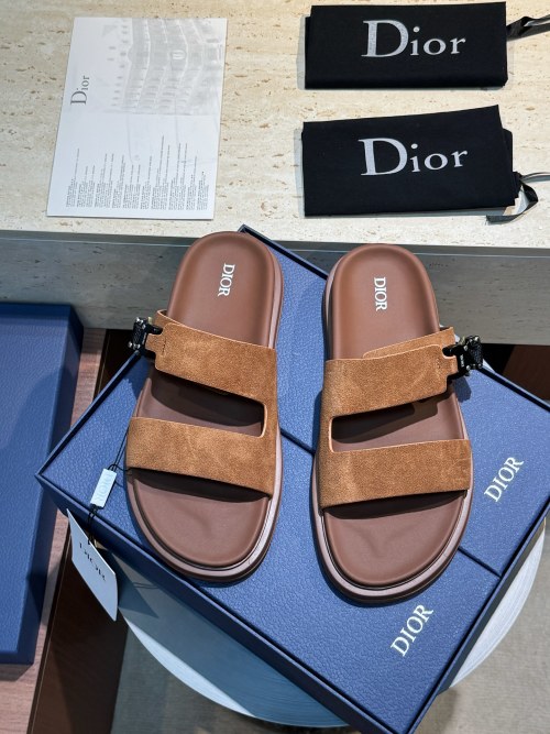 Dior Aqua Men's Sandals with Oblique Print Adjustable Straps, Brown