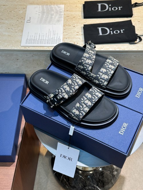 Dior Aqua Men's Sandal Oblique Adjustable StrapBlack Leather Lining 1 Dior Aqua Men's Sandal Oblique Adjustable StrapBlack Leather Lining