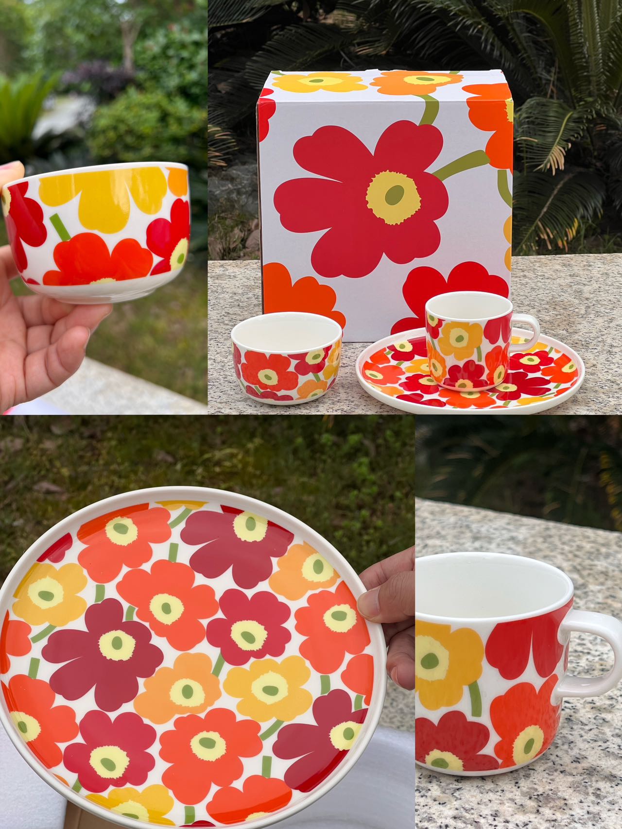 **Marimekko Iconic Unikko Print 3-Piece Porcelain Gift Set** - Lifestyle