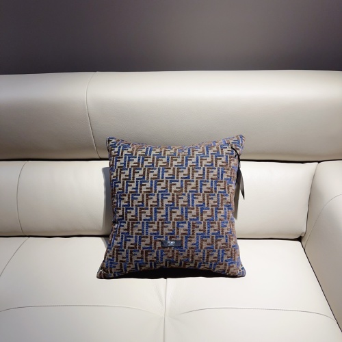 Fendi FF Motif Chenille Throw Pillow Brown/Blue, 45x45cm - Soft & Stylish