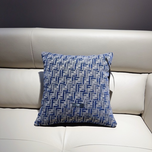 Fendi FF Motif Cushion Pillow - Gray & Blue, Luxury Home Decor 17x17 in 1 Fendi FF Motif Cushion Pillow - Gray & Blue, Luxury Home Decor 17x17 in
