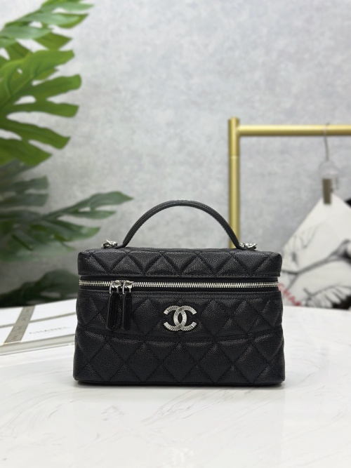 Chanel Quilted Vanity Case Black Caviar Leather Silver-Tone Hardware 1 Chanel Quilted Vanity Case Black Caviar Leather Silver-Tone Hardware