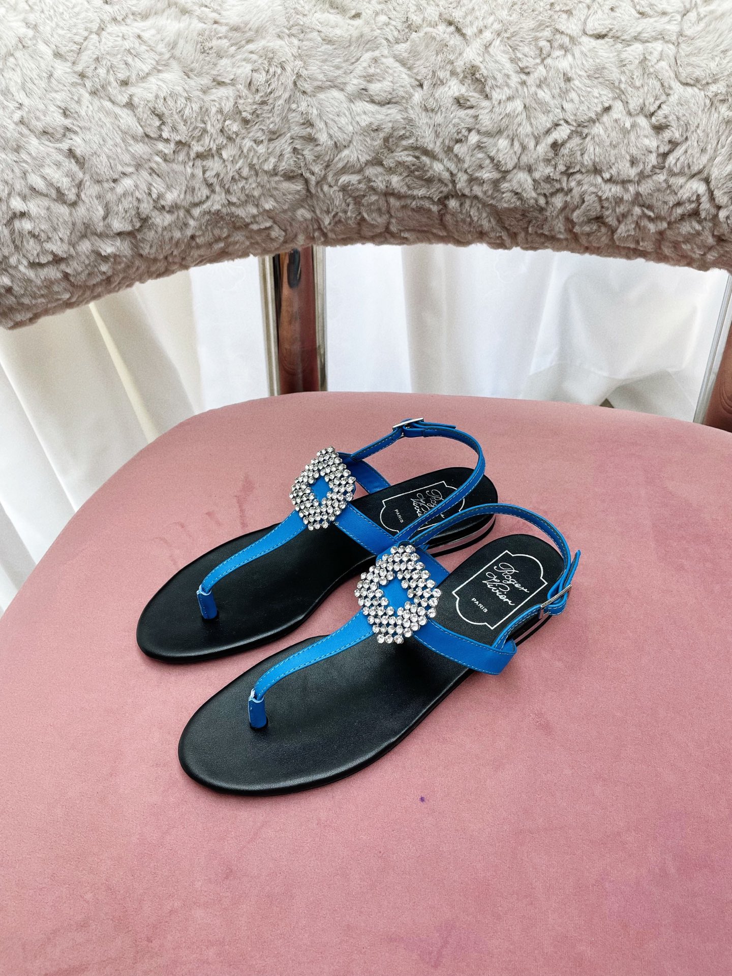 European Style Paris Summer Sandals with Square Diamond – Vintage, Comfort, Elegance, Italian Leather, Customized Details - 图片 3