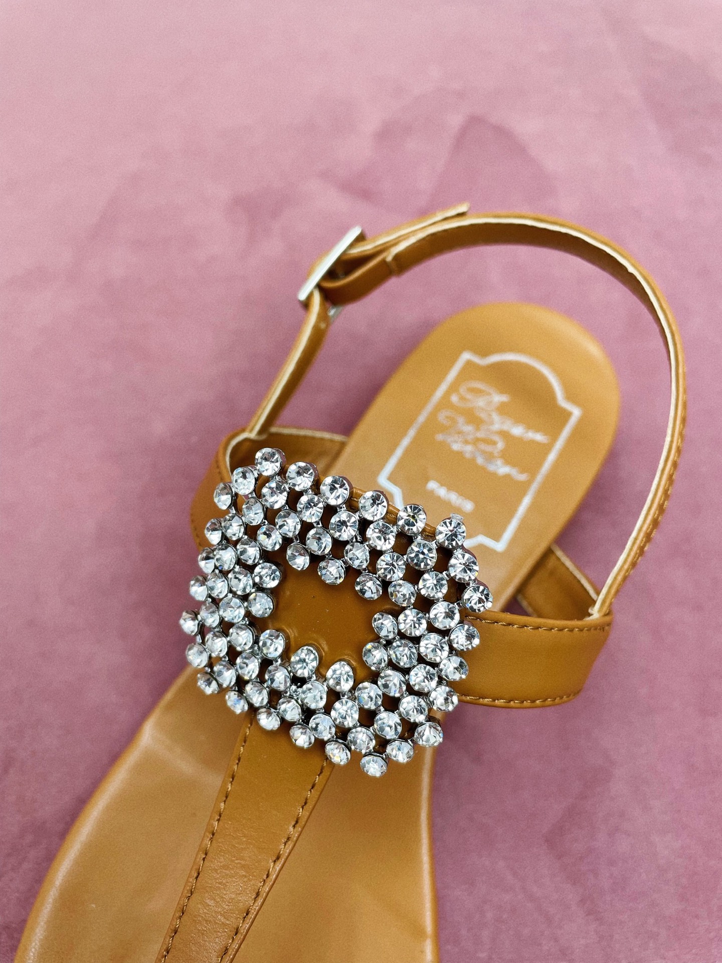 “European Style Parisian Sandals with Square Diamond Detail – Vintage Comfort and Elegance, Custom Italian Leather” - 图片 7