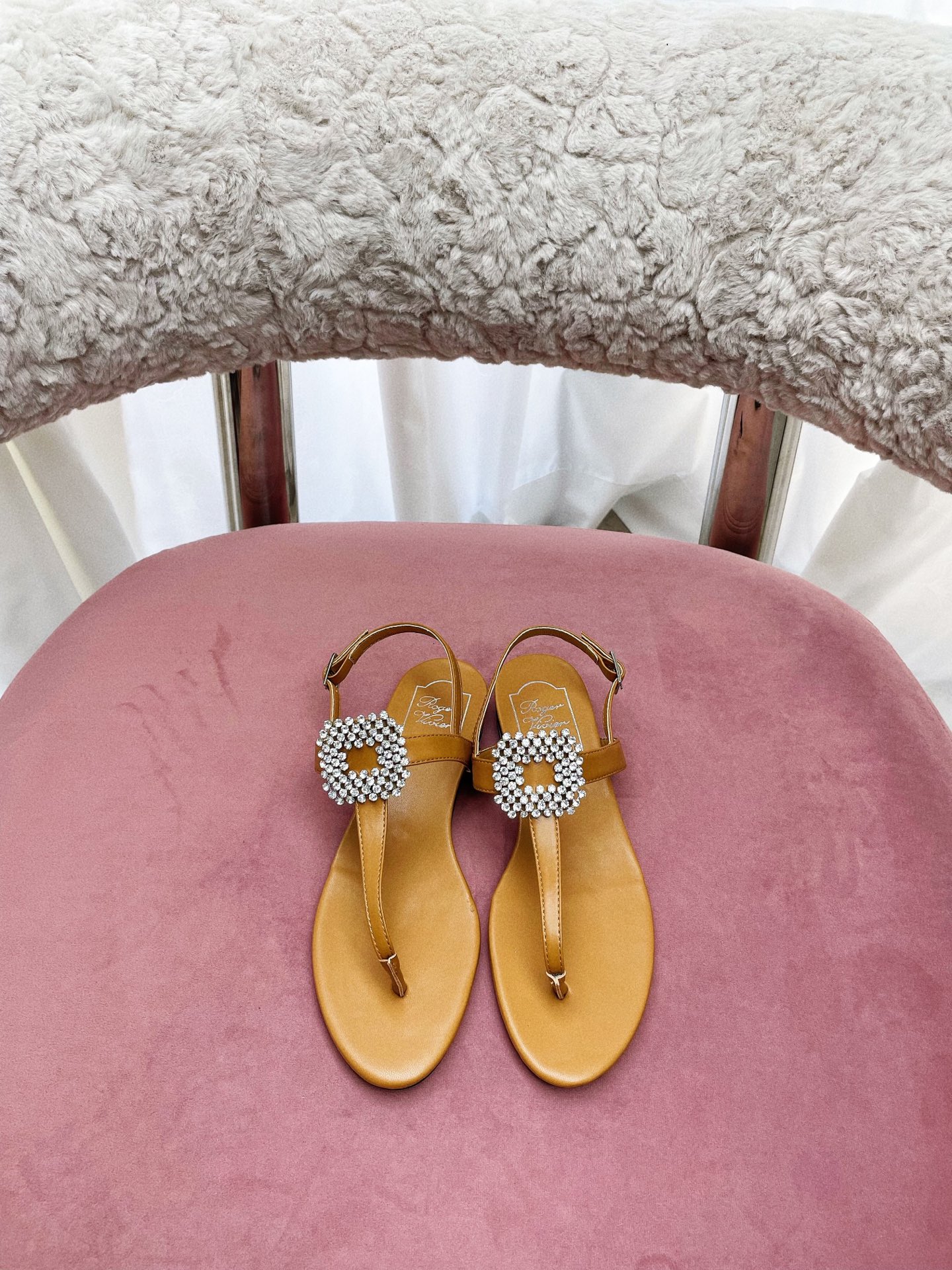 “European Style Parisian Sandals with Square Diamond Detail – Vintage Comfort and Elegance, Custom Italian Leather” - 图片 5