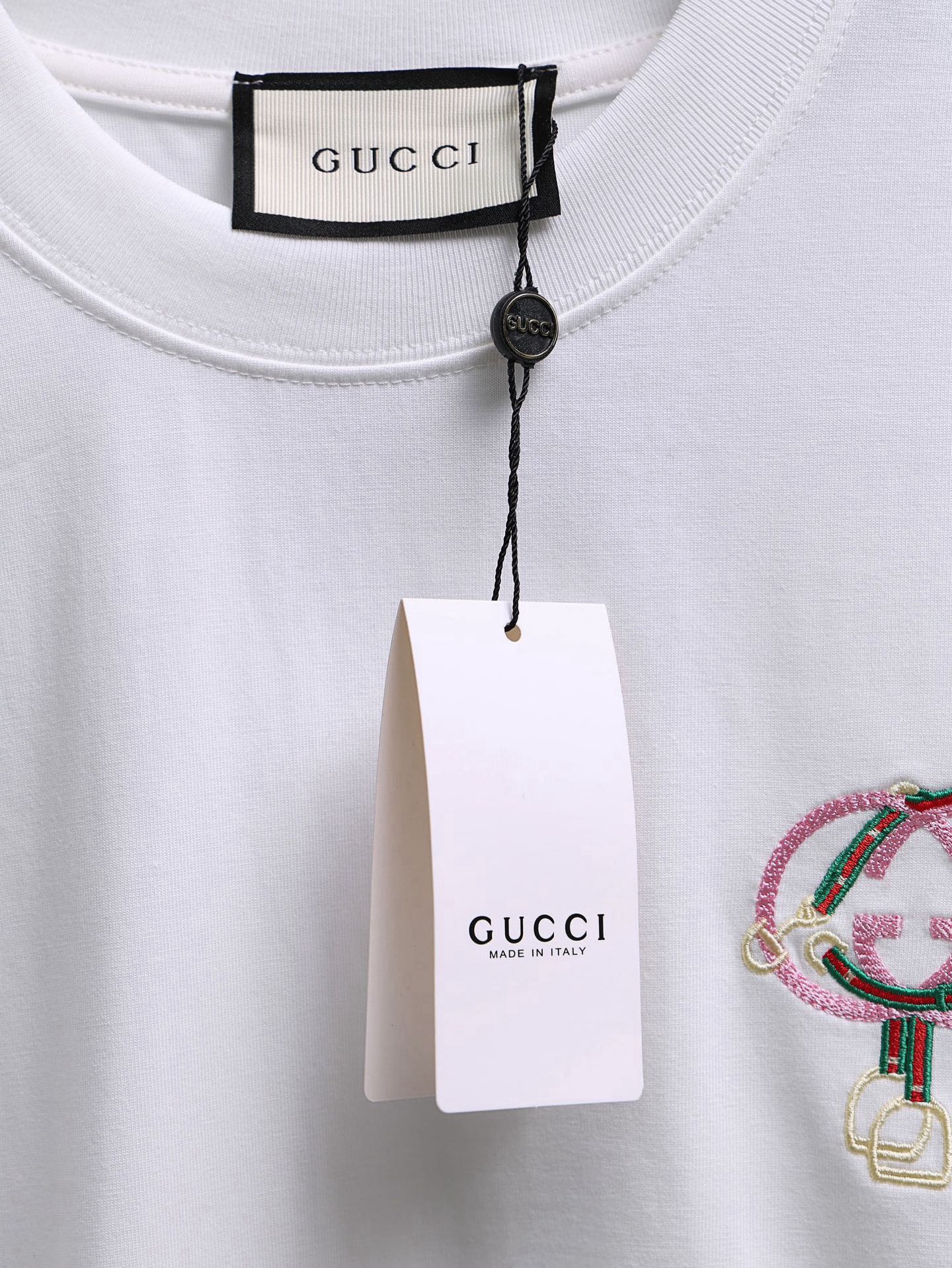 GUCCI/古驰 马年限定撞色双G刺绣圆领短袖 黑色 白色-莆田鞋,莆田鞋货源,高仿鞋,高仿鞋货源,安福档口,莆田高仿鞋,莆田鞋批发,高仿鞋批发,莆田高仿运动鞋,高仿运动鞋,莆田运动鞋 GUCCI/古驰 马年限定撞色双G刺绣圆领短袖 黑色 白色