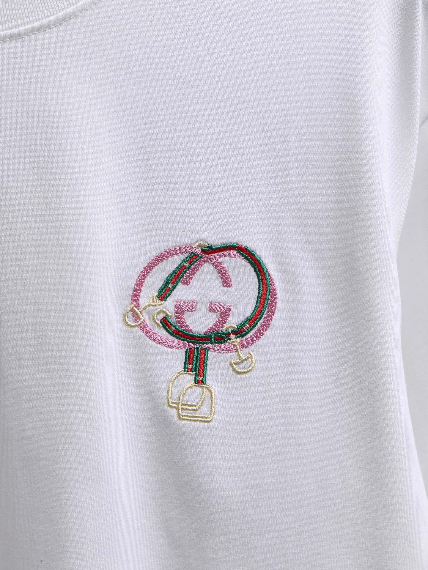 GUCCI/古驰 马年限定撞色双G刺绣圆领短袖 黑色 白色-莆田鞋,莆田鞋货源,高仿鞋,高仿鞋货源,安福档口,莆田高仿鞋,莆田鞋批发,高仿鞋批发,莆田高仿运动鞋,高仿运动鞋,莆田运动鞋 GUCCI/古驰 马年限定撞色双G刺绣圆领短袖 黑色 白色