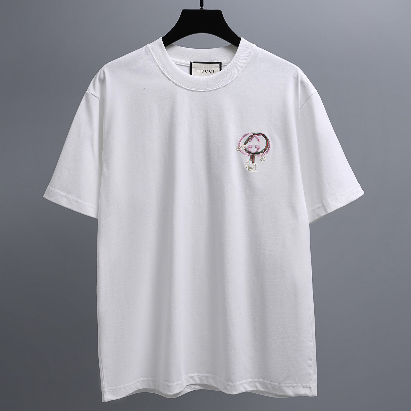 GUCCI/古驰 马年限定撞色双G刺绣圆领短袖 黑色 白色 GUCCI/古驰 马年限定撞色双G刺绣圆领短袖 黑色 白色