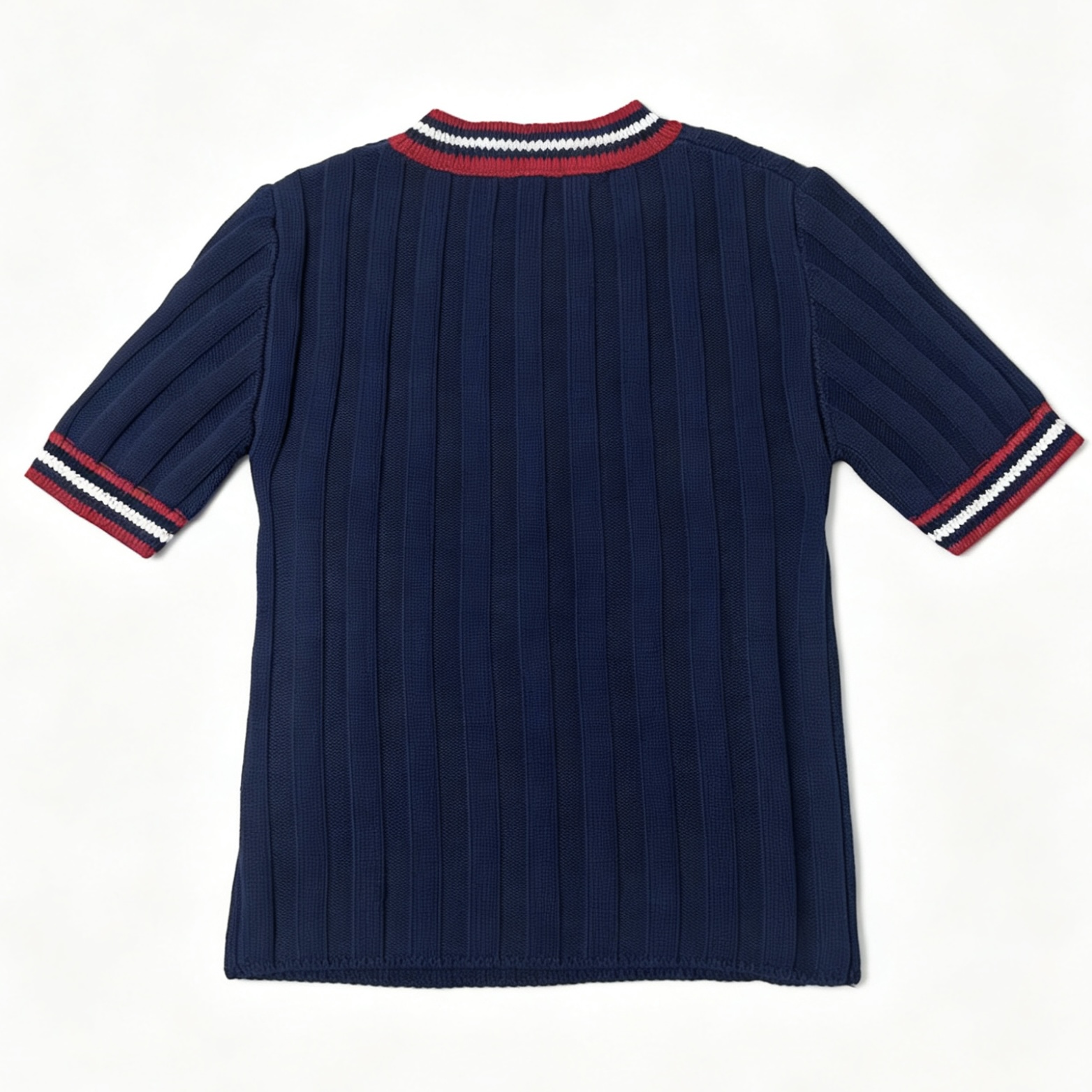 MIUMIU/缪缪 26SS徽标学院风短袖针织衫 藏蓝 白色-Chinese UA Cheap High Quatity Brand Clothes Bags handbags Sneakers wholesale wholesaler seller from China Factory suppliers Fashion Clothing Shoes best Quality Beautiful Price MIUMIU/缪缪 26SS徽标学院风短袖针织衫 藏蓝 白色