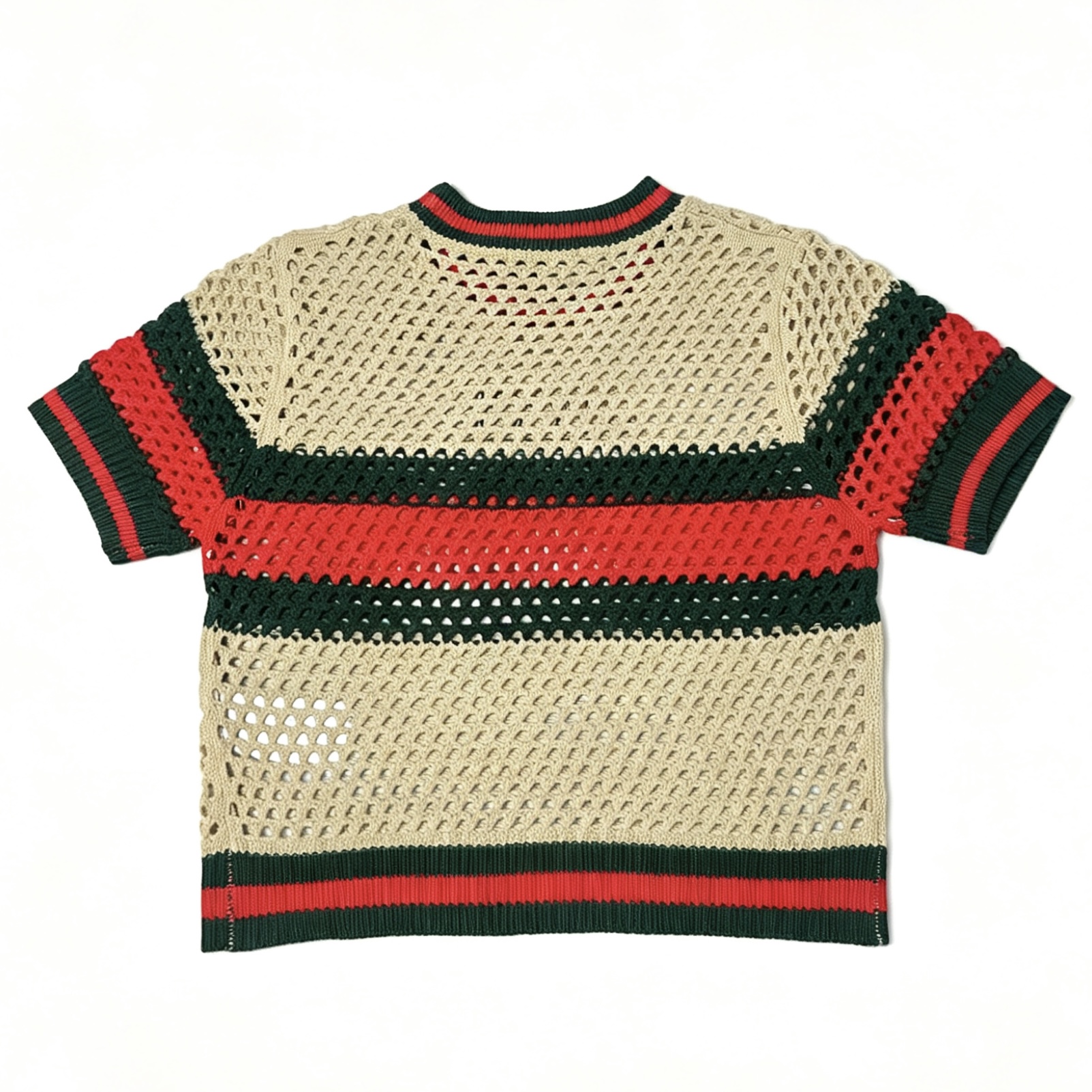 GUCCI/古驰 26SS复古镂空短袖针织衫 米黄红-Chinese UA Cheap High Quatity Brand Clothes Bags handbags Sneakers wholesale wholesaler seller from China Factory suppliers Fashion Clothing Shoes best Quality Beautiful Price GUCCI/古驰 26SS复古镂空短袖针织衫 米黄红