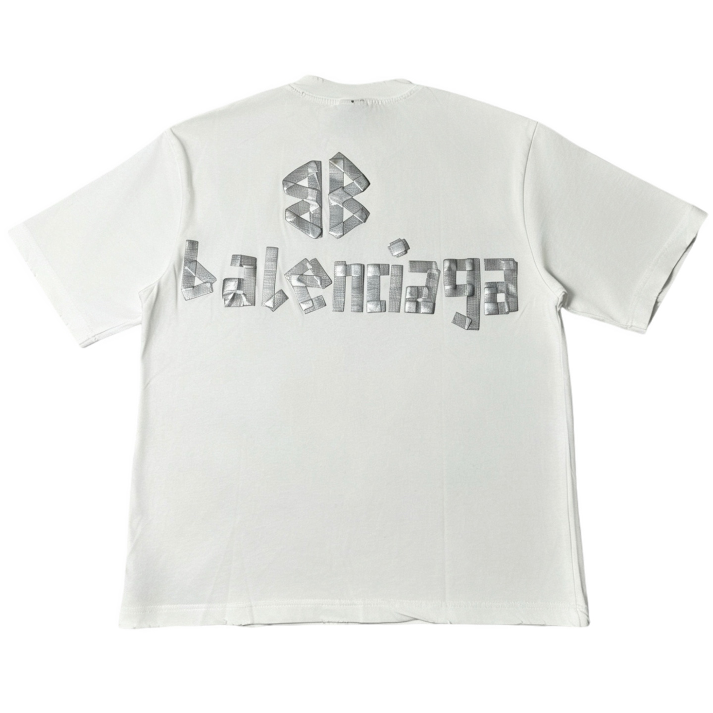 BALENCIAGA/巴黎世家 2026新版立体凹凸银色胶带短袖T恤 黑色 白色 BALENCIAGA/巴黎世家 2026新版立体凹凸银色胶带短袖T恤 黑色 白色