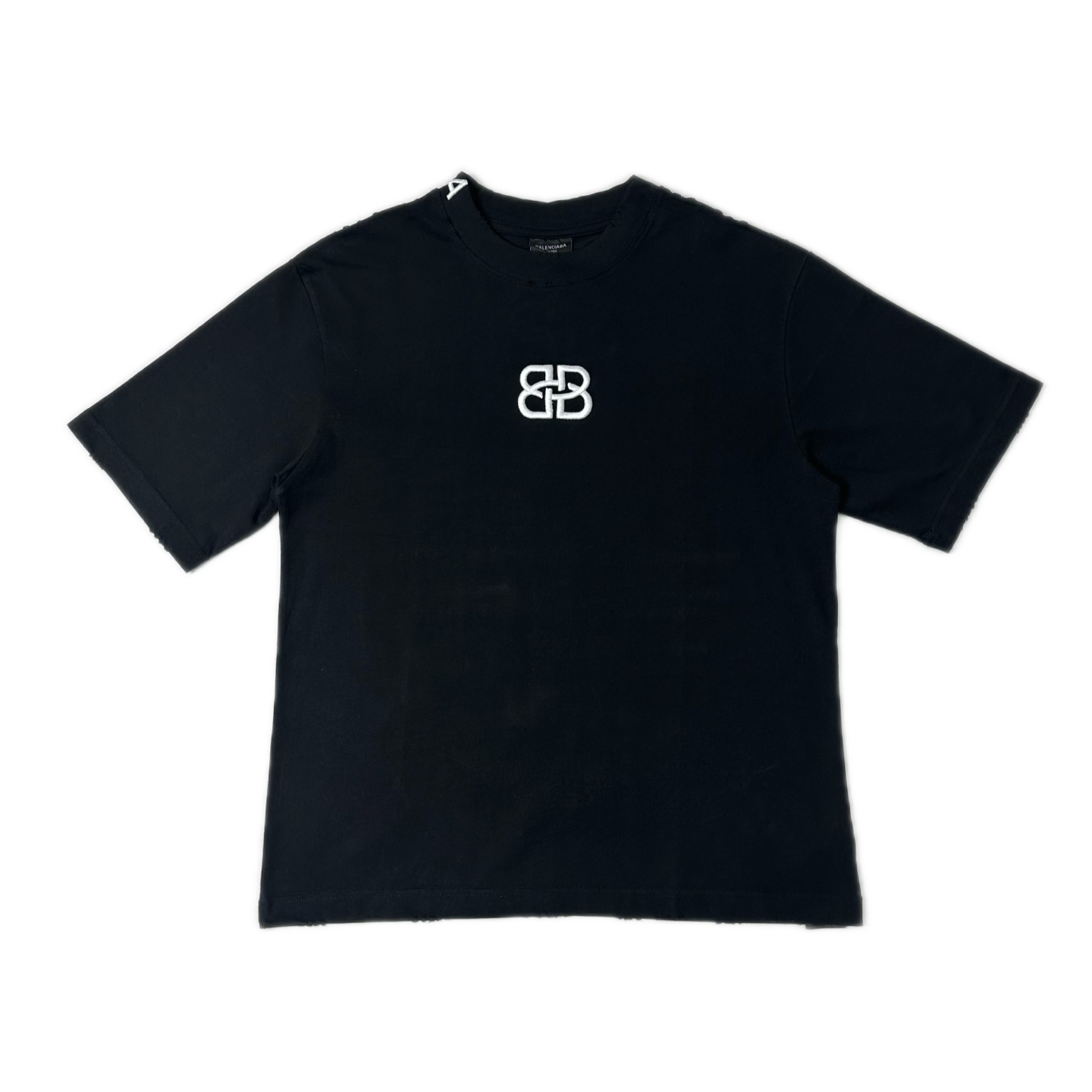 BALENCIAGA/巴黎世家 S26罗马系列刺绣重工磨破圆领短袖 黑色 BALENCIAGA/巴黎世家 S26罗马系列刺绣重工磨破圆领短袖 黑色