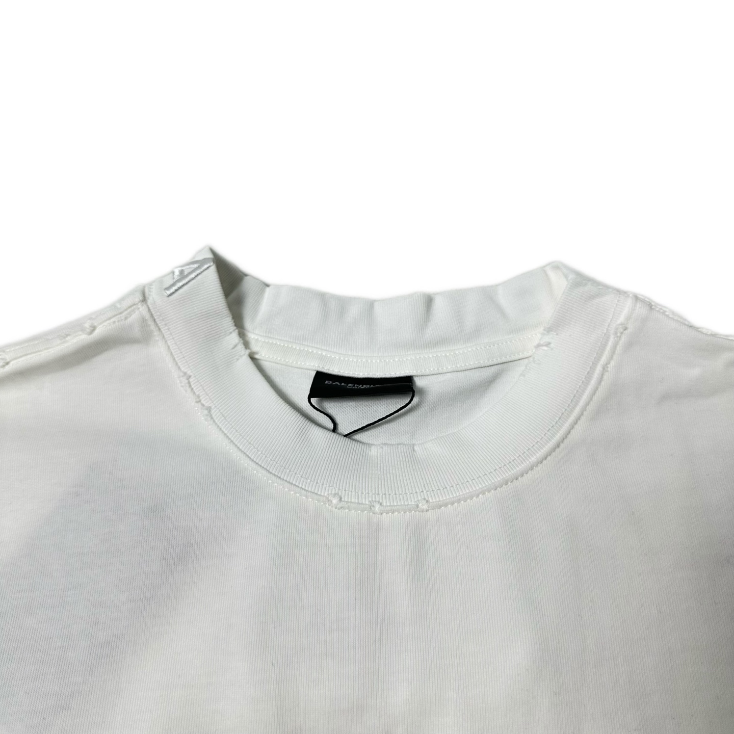 BALENCIAGA/巴黎世家 S26罗马系列刺绣重工磨破圆领短袖 黑色