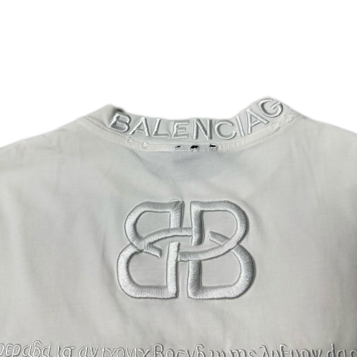 BALENCIAGA/巴黎世家 S26罗马系列刺绣重工磨破圆领短袖 黑色