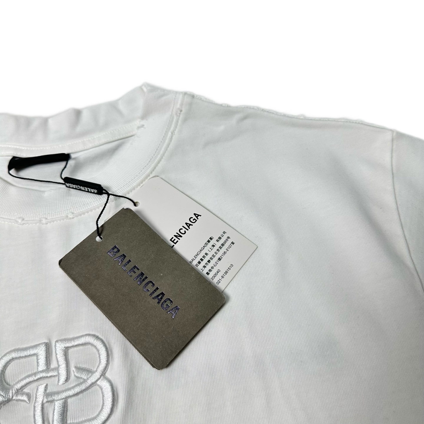 BALENCIAGA/巴黎世家 S26罗马系列刺绣重工磨破圆领短袖 黑色