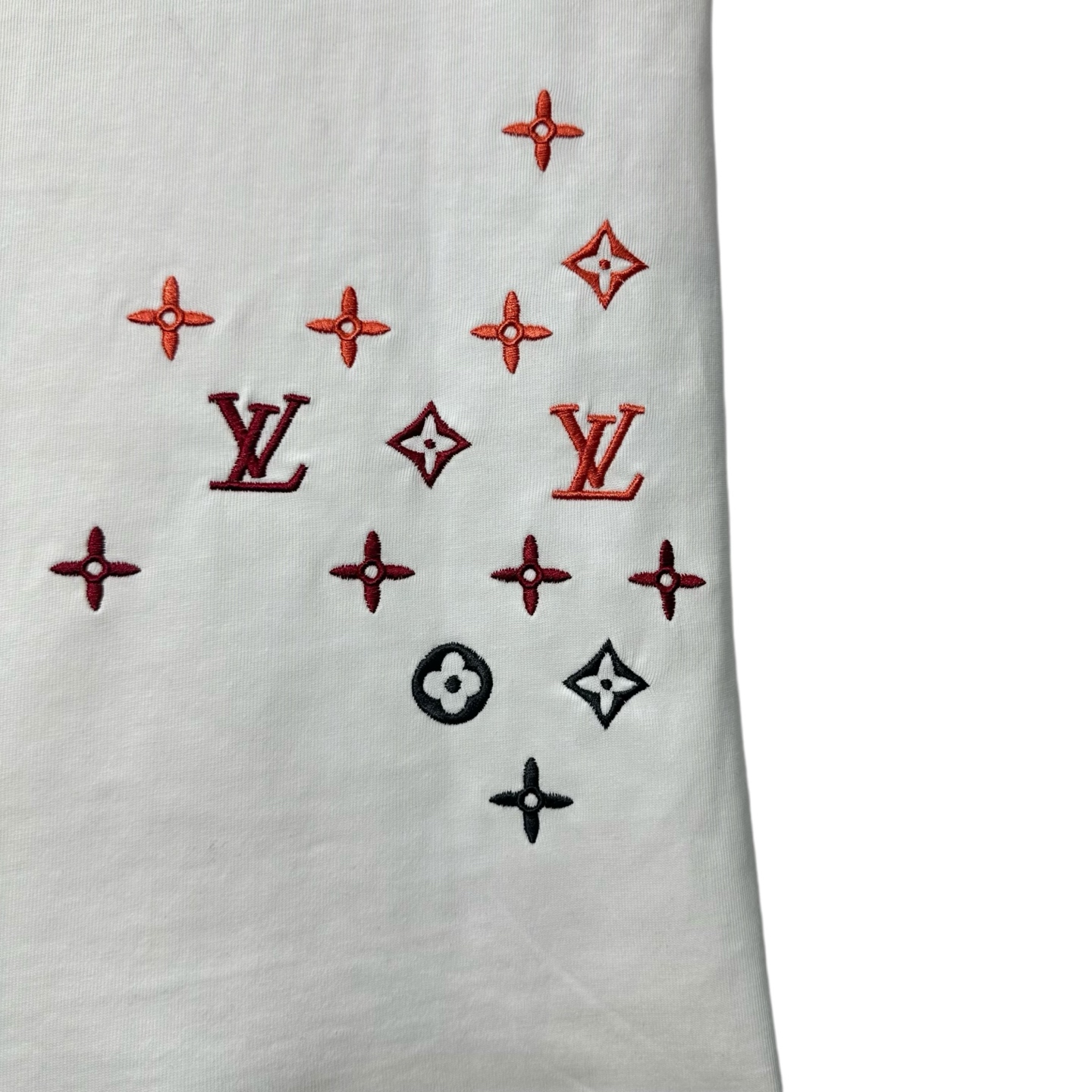 LOUIS VUITTON/路易威登 全幅三花满印刺绣圆领短袖 黑色 白色-Chinese UA Cheap High Quatity Brand Clothes Bags handbags Sneakers wholesale wholesaler seller from China Factory suppliers Fashion Clothing Shoes best Quality Beautiful Price LOUIS VUITTON/路易威登 全幅三花满印刺绣圆领短袖 黑色 白色