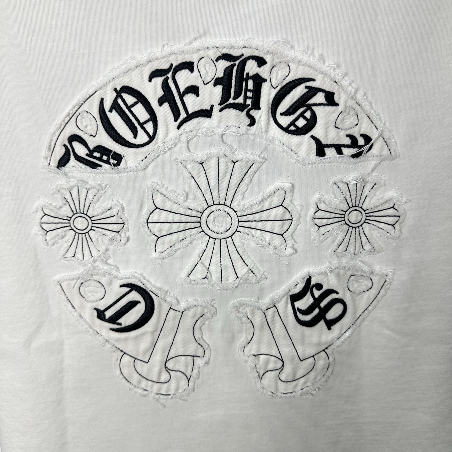 CHROME HEARTS/克罗心 26SS重工马蹄贴布刺绣圆领短袖 黑色 白色