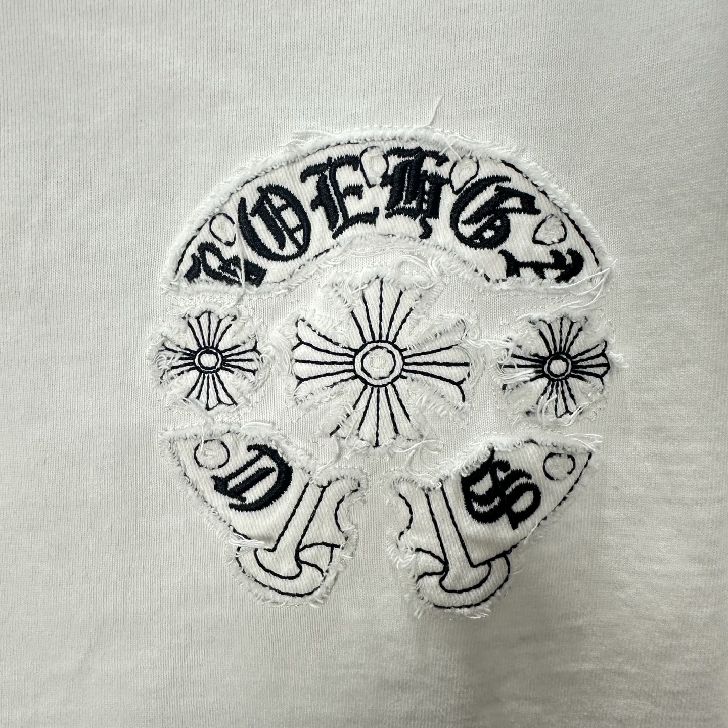 CHROME HEARTS/克罗心 26SS重工马蹄贴布刺绣圆领短袖 黑色 白色