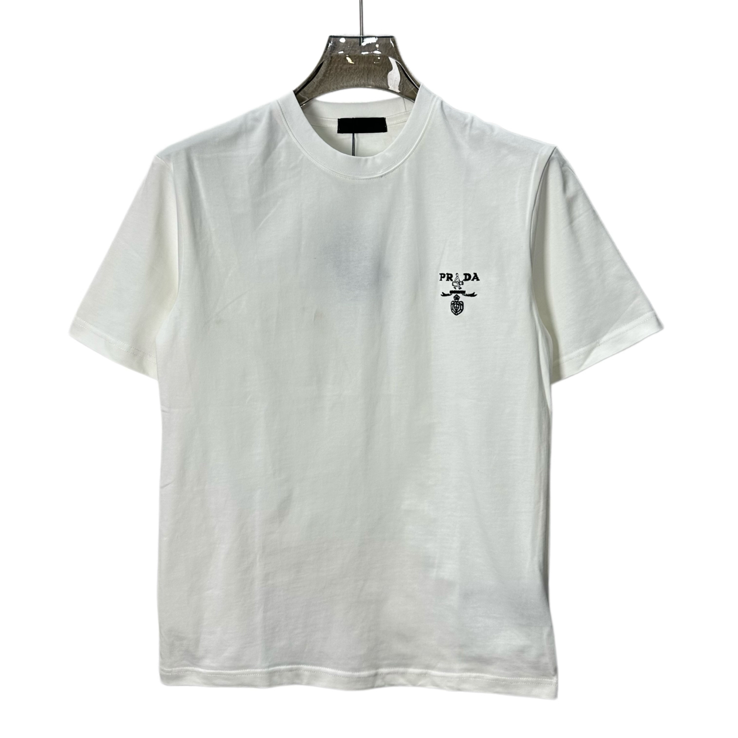 PRADA/普拉达 拎包人物logo刺绣圆领短袖 黑色 白色