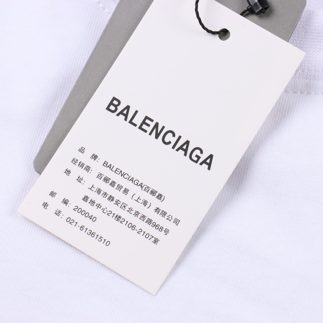 BALENCIAGA/巴黎世家 3M字母Logo刺绣圆领短袖T恤 黑色 白色