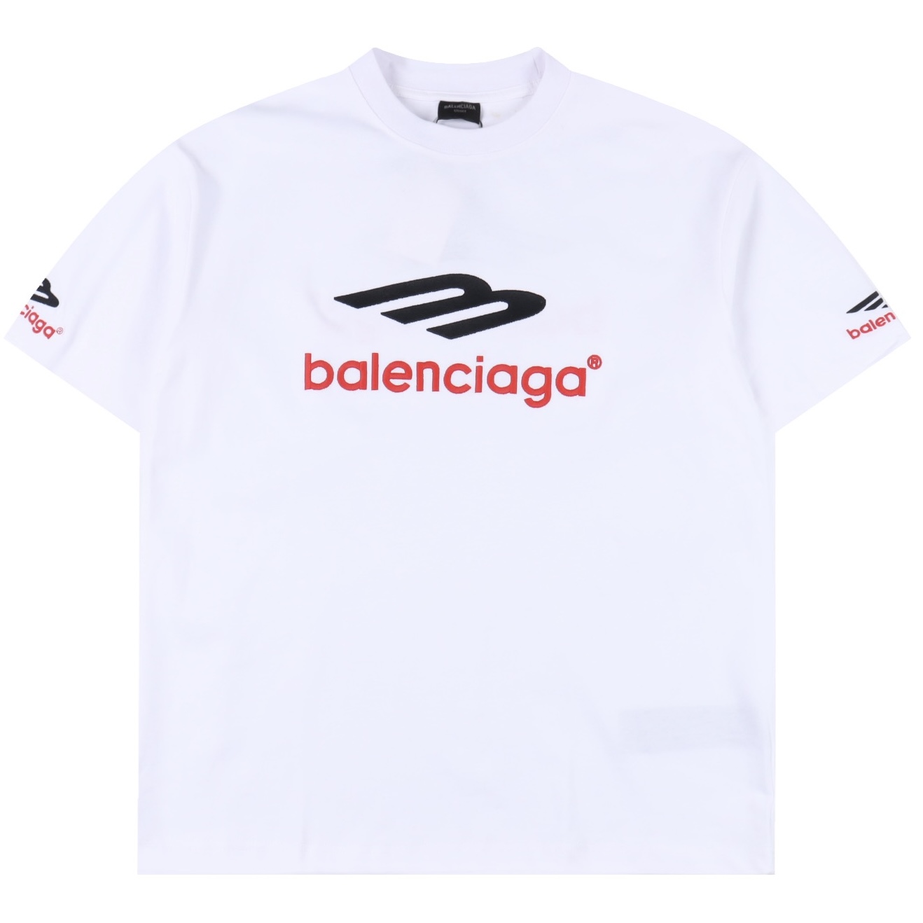 BALENCIAGA/巴黎世家 3M字母Logo刺绣圆领短袖T恤 黑色 白色