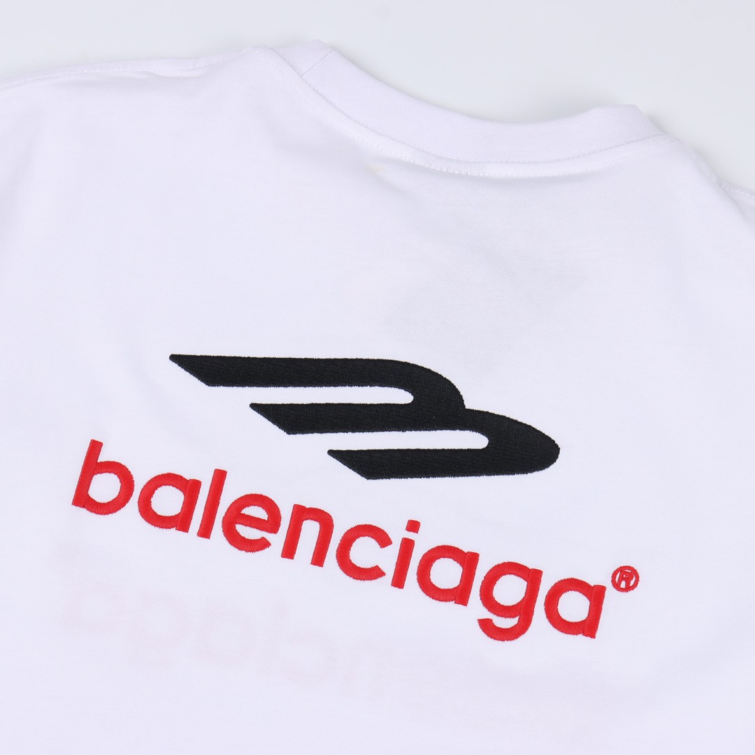 BALENCIAGA/巴黎世家 3M字母Logo刺绣圆领短袖T恤 黑色 白色