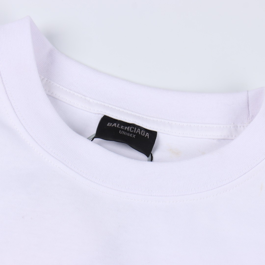 BALENCIAGA/巴黎世家 3M字母Logo刺绣圆领短袖T恤 黑色 白色