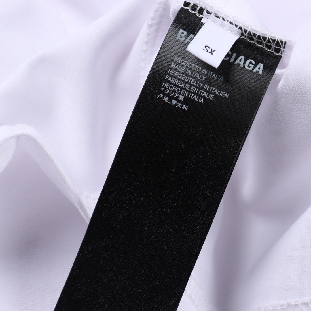BALENCIAGA/巴黎世家 3M字母Logo刺绣圆领短袖T恤 黑色 白色
